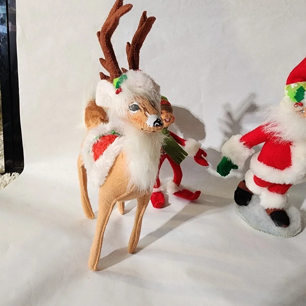 Annalee Christmas Set‎ - Santa, Elf, Reindeer & Yorkie Dog - Retired